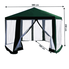 eoshop Zelena/bela vrtna šotor-paviljon 3,9×3,9×2,5 m s 6 prozornimi stenami