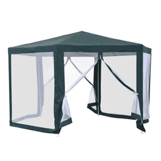 eoshop Zelena/bela vrtna šotor-paviljon 3,9×3,9×2,5 m s 6 prozornimi stenami