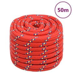 shumee vidaXL Vrv za čoln rdeče 20 mm 50 m polipropilen