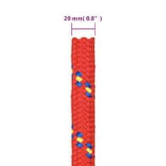 Vidaxl Vrv za čoln rdeče 20 mm 50 m polipropilen