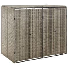 Vidaxl Dvojna lopa za smetnjake siva 140x80x117 cm poli ratan