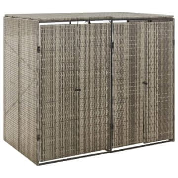 Vidaxl Dvojna lopa za smetnjake siva 140x80x117 cm poli ratan