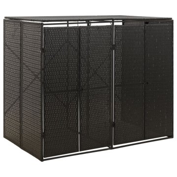Vidaxl Dvojna lopa za smetnjake črna 140x80x117 cm poli ratan