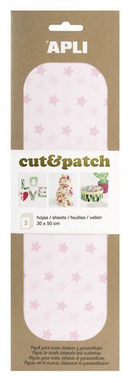 Apli Papir Cut&amp;Patch 30 x 50 cm - Stars pink pastel 3 kosi