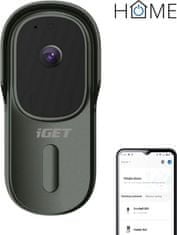 iGET HOME Doorbell DS1 Anthracite - Baterijski video zvonec WiFi, FullHD, dvosmerni zvok, aplikacija CZ