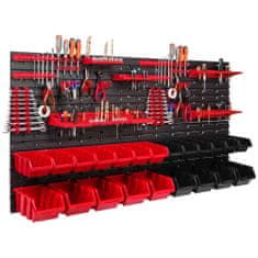 botle Delavniški panel za orodja 156 x 78 cm z 22 kos Škatla viseče Rdeča in Črna škatle plastika