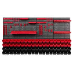 botle Stenska plošča za orodje 156 x 78 cm z 76 kos Škatla viseče Rdeča in Črna škatle plastika