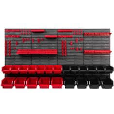 botle Delavniški panel za orodja 156 x 78 cm z 22 kos Škatla viseče Rdeča in Črna škatle plastika