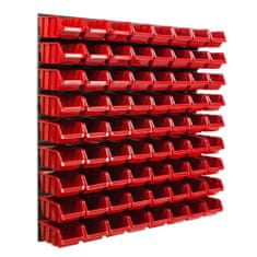 botle Viseča plošča za orodje 77 x 78 cm z 72 kos Škatla stenskih Rdeča Zložljive škatle