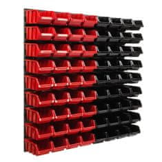 botle Viseča plošča za orodje 77 x 78 cm z 72 kos Škatla stenskih Rdeča in Črna škatle plastika