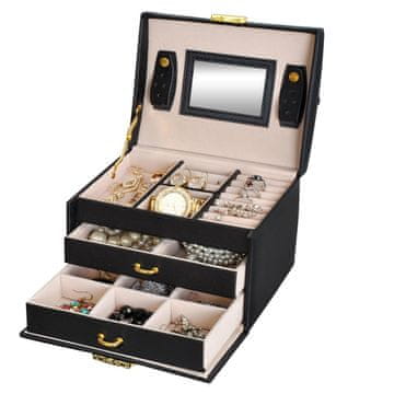 Northix Velika škatla za nakit v več nivojih - črna