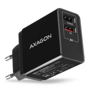Axagon ACU-QS24 USB-C pametni polnilec, 24 W, črn