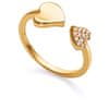 Nežen pozlačen prstan s srčki San Valentín 13125A01 (Obseg 55 mm)
