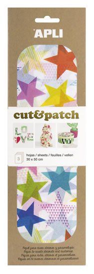 Apli Papir Cut&amp;Patch 30 x 50 cm - Zvezde, obarvane 3 kosi