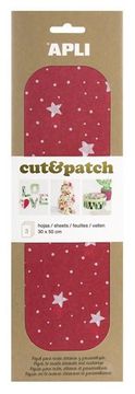 Apli Papir Cut&amp;Patch 30 x 50 cm - Zvezde na rdečem 3 kosi