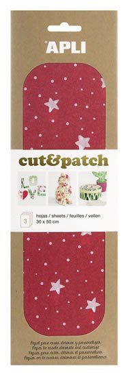 Apli Papir Cut&amp;Patch 30 x 50 cm - Zvezde na rdečem 3 kosi