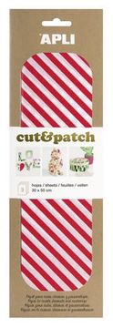 Apli Papir Cut&amp;Patch 30 x 50 cm - Črte rdeče in bele 3 kosi