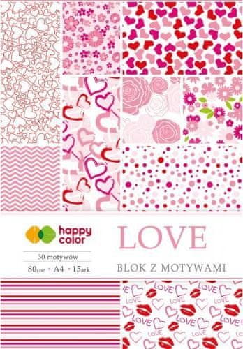 Happy Color Beležnica z vzorčastimi papirji A4 - Love 80 g