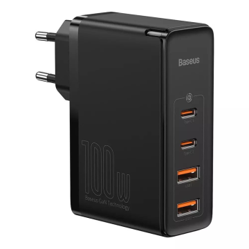 BASEUS Polnilec USB GaN2 Pro 100W 1x USB / 1x Type-C Black CCGAN2P-L01