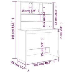 Vidaxl Pisalna miza s policami sonoma hrast 102x45x148 cm inž. les