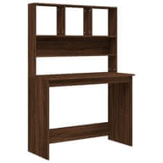 Vidaxl Pisalna miza s policami rjav hrast 102x45x148 cm inž. les