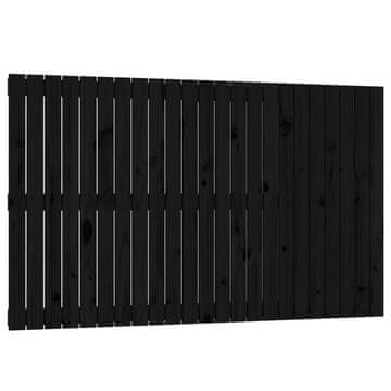 Vidaxl Stensko posteljno vzglavje črno 147x3x90 cm trdna borovina