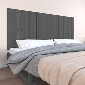 Vidaxl vidaXL Vzglavje postelje, sivo, 204x3x90 cm, masiven borov les