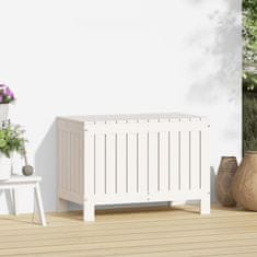 Vidaxl Vrtna škatla bela 76x42,5x54 cm trdna borovina