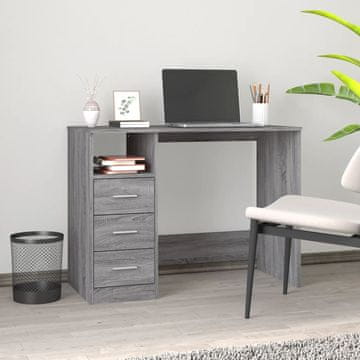 Vidaxl vidaXL Pisalna miza s predali, siva, hrast sonoma, 102x50x76 cm