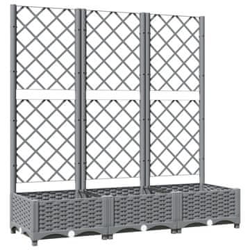 Vidaxl Cvetlično korito z oporno mrežo svetlo sivo 120x40x121,5 cm PP