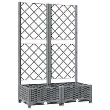 Vidaxl Cvetlično korito z oporno mrežo svetlo sivo 80x40x121,5 cm PP