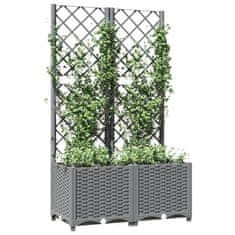 Vidaxl Cvetlično korito z oporno mrežo svetlo sivo 80x40x136 cm PP