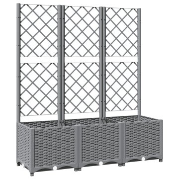 Vidaxl Cvetlično korito z oporno mrežo svetlo sivo 120x40x136 cm PP