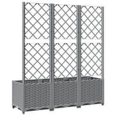 Vidaxl Cvetlično korito z oporno mrežo svetlo sivo 120x40x136 cm PP