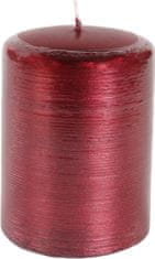 Cilinder za svečo z motivom žice Contours 70x100 mm - kovinska burgundska barva