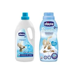 Chicco Otroški pralni prašek Sensitive 1,5 l + Avivaž konc. Sladki prah 750 ml