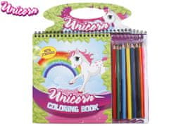 Unicorn Komplet za barvanje enorogov z nalepkami, šablonami in 12 barvicami