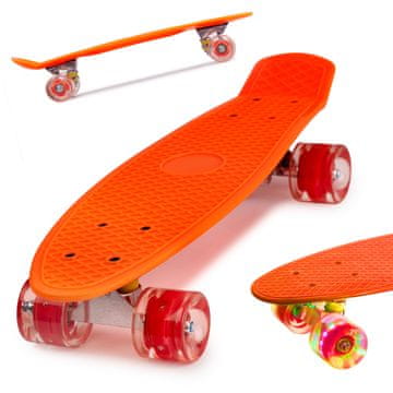 Ikonka Aga Frisbee rolka za skateboard LED oranžna