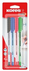 Kores Pero K1 Pen Super Slide 1 mm - komplet 4 barv (modra, črna, rdeča, zelena)