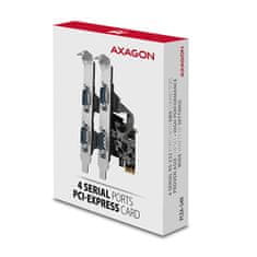 AXAGON PCEA-S4N, krmilnik PCIe - 4x serijska vrata (RS232) 250 kb/s, vključno z. LP