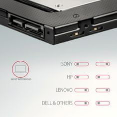 AXAGON RSS-CD09 ODD, Obroba reže za optični pogon za 2,5" SSD/HDD, LED, 9,5 mm, aluminij