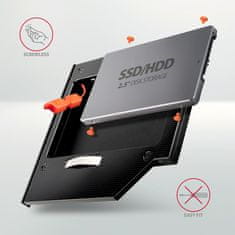 AXAGON RSS-CD09 ODD, Obroba reže za optični pogon za 2,5" SSD/HDD, LED, 9,5 mm, aluminij