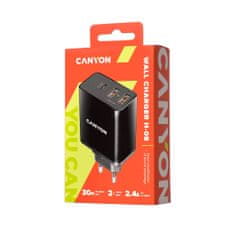 Canyon H-08 hišni polnilec, 30 W, PD, USB-C, USB-A (CNE-CHA08B)