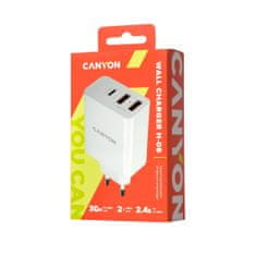 Canyon H-08 hišni polnilec, 30 W, PD, USB-C, USB-A (CNE-CHA08W)
