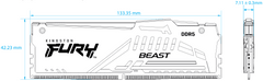 Kingston Fury Beast pomnilnik (RAM), 16GB, 6000MHz, DDR5, CL40, DIMM, RGB, 2 kosa (KF560C40BBAK2-16)
