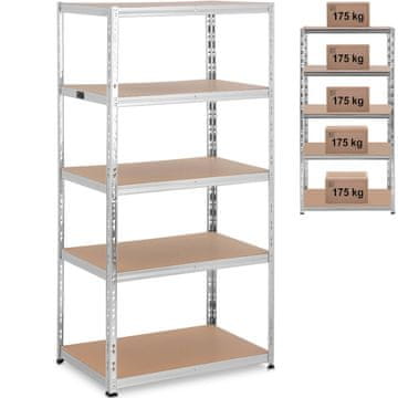 shumee Kovinski skladiščni regal 5 polic 875 kg 90 x 60 x 180 cm siv