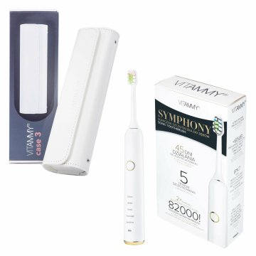 Vitammy SYMPHONY Sonična zobna ščetka z elegantnim ohišjem bela + bel ohišje