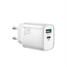 Joyroom Dual Charger sieťová polnilnik USB-A QC / USB-C PD 20W, bela