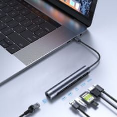 Joyroom S-H111 HUB adapter 2x USB / USB-C / HDMI 4K / RJ-45 / SD / Micro SD 100W, siva
