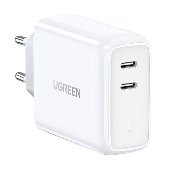 Ugreen omrežni polnilec cd199, 2x usb-c, pd3.0, qc4.0, 36W (bela)